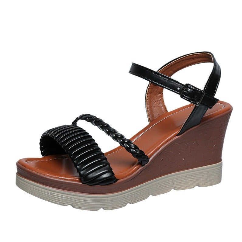 Damen Wedge-Sandalen mit eleganten Riemen und komfortablem Fußbett R&B
