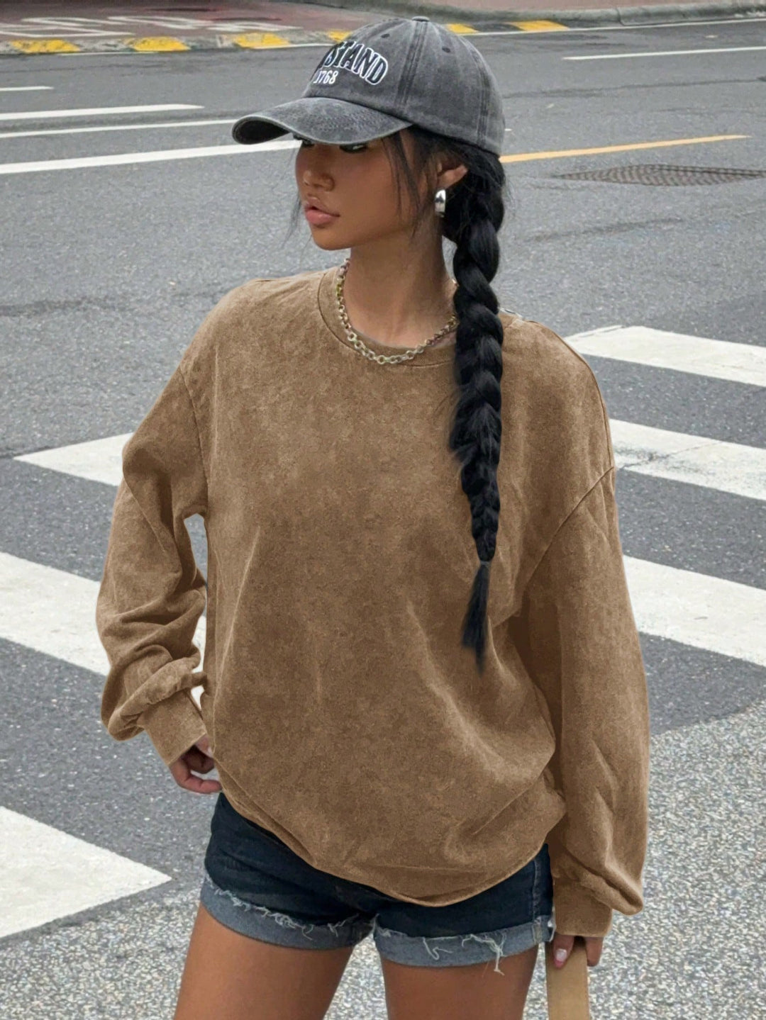Damen lässiges Sweatshirt mit oversized Schnitt und weichem Material R&B