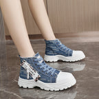 Damen hochschneider Sneakers mit trendiger Markenplakette und einzigartigem Design R&B