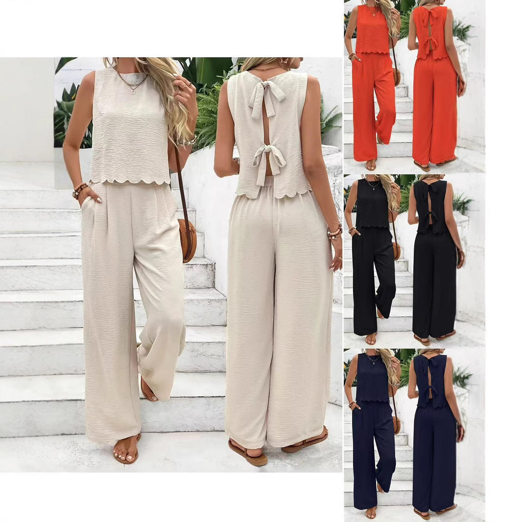 Damen Lässiger Jumpsuit mit elegantem Rückenausschnitt und weitem Bein R&B