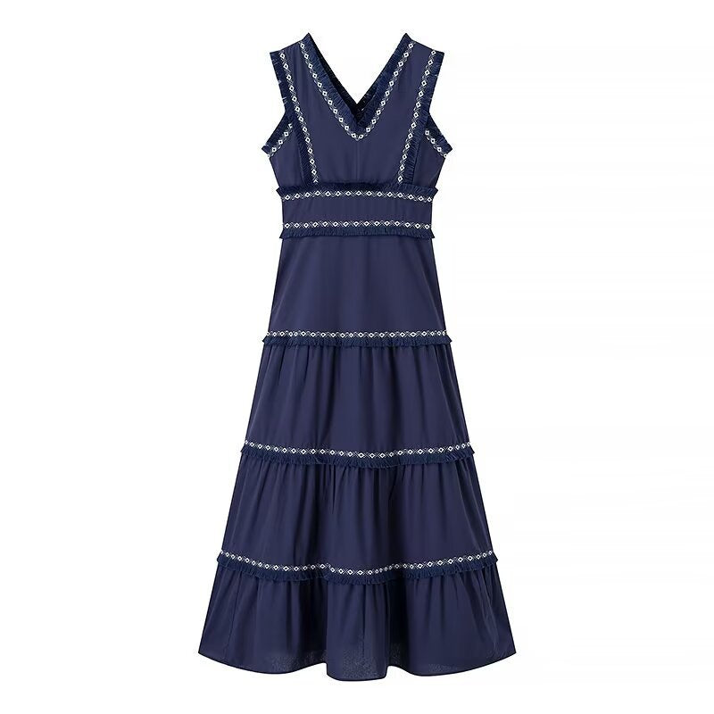 Damen Maxikleid mit elegantem V-Ausschnitt und Rüschendetails R&B