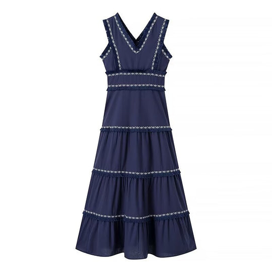 Damen Maxikleid mit elegantem V-Ausschnitt und Rüschendetails R&B
