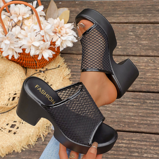 Damen Plateau-Sandalen mit durchlässigem Netzoberteil und bequemer Sohle R&B