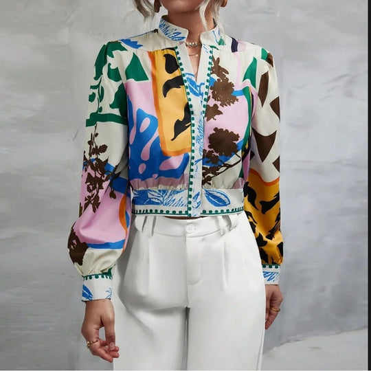 Damen Modische Kurzjacke mit detailiertem Floral-Print R&B