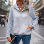 Damen modischer Stehkragen-Pullover mit strukturierter Oberfläche R&B