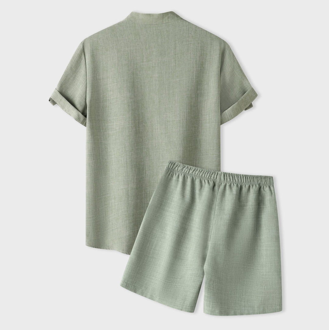 Damen Kurzarm Pyjama-Set aus atmungsaktivem Stoff mit elastischem Bund R&B