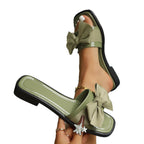 Damen Elegante Pantoletten mit dekorativer Schleifenapplikation R&B