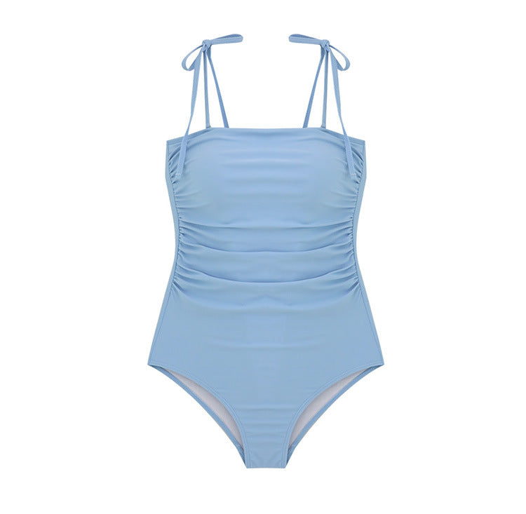 Damen Einteiler Badeanzug mit verstellbaren Trägern und eleganter Raffung R&B