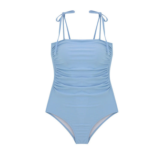 Damen Einteiler Badeanzug mit verstellbaren Trägern und eleganter Raffung R&B
