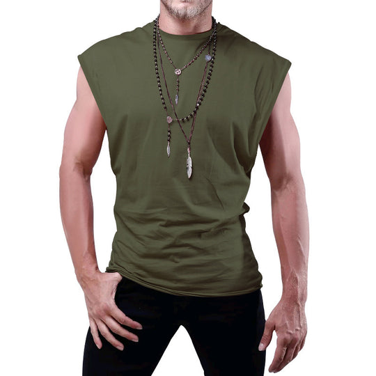 Herren nan tailliertes ärmelloses Muskelshirt aus Baumwollmix mit breiten Schulterpartien R&B