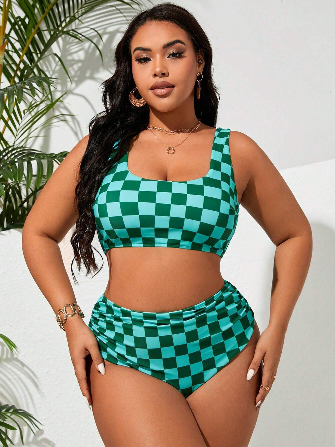 Damen Bikini-Set mit modischem Karomuster R&B