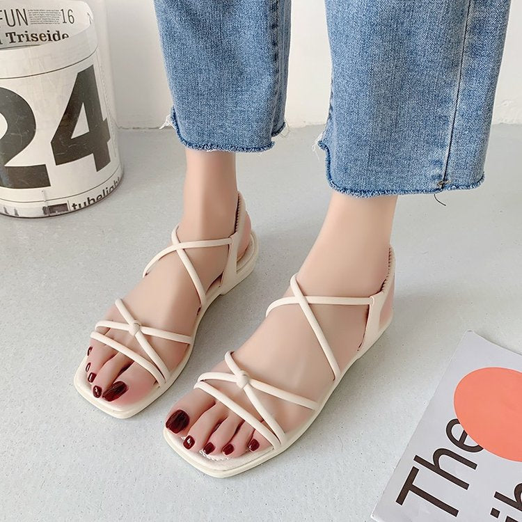 Damen modische Sandalen mit feinen Riemen und komfortablem Fußbett R&B
