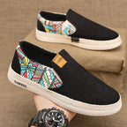 Damen lässige Slip-On Schuhe mit buntem Muster und flexiblem Sohlenprofil R&B