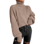 Damen gemütlicher Rollkragenpullover aus weichem Strick R&B