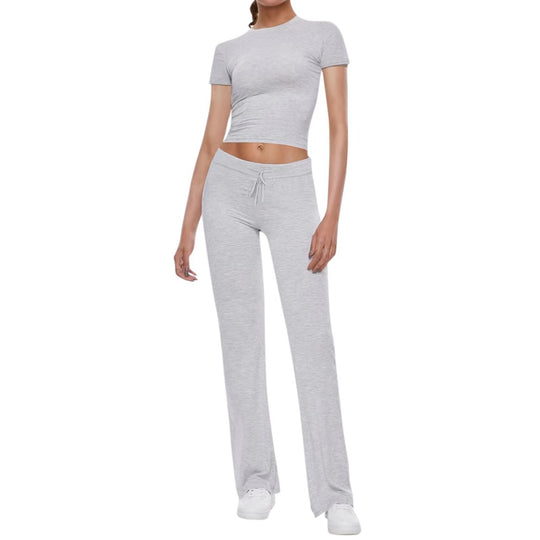 Damen Sportliches Set aus cropped Oberteil und weit geschnittenen Pants R&B