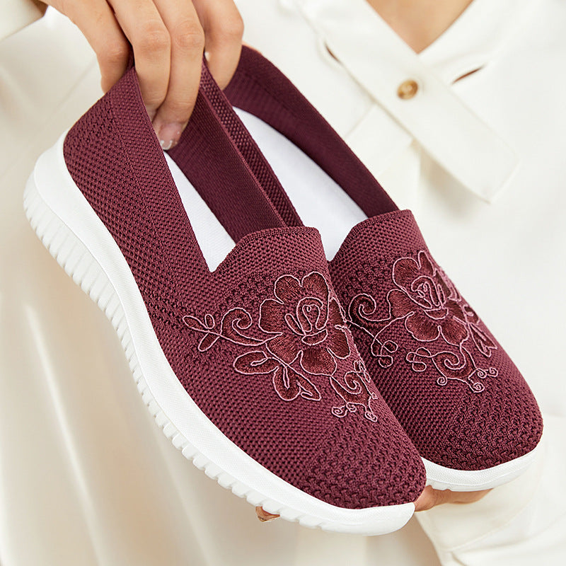 Damen Slip-On Socken Sneakers mit floralem Design