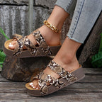 Damen Komfortable Plateau-Sandalen mit einzigartigem Schlangenleder-Design R&B