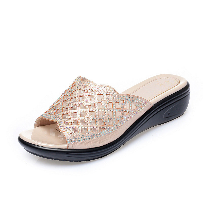 Damen Wedge-Sandalen mit modischem Riemendesign und eleganten Strassverzierungen R&B