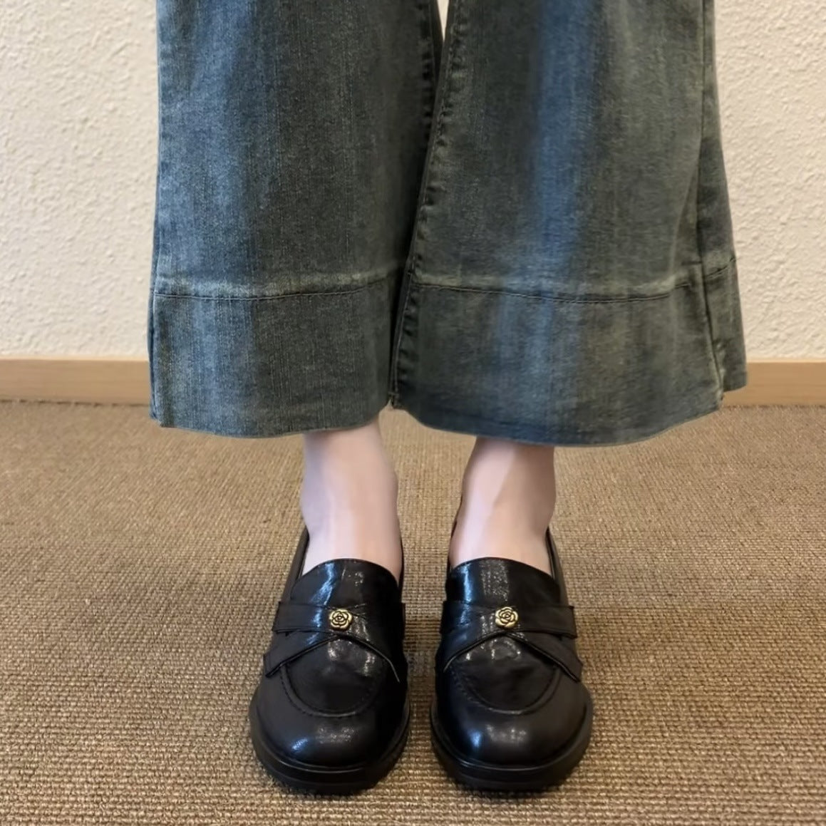 Damen Elegante Mokassins mit modischem Blockabsatz R&B