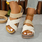 Damen Bequeme Zehentrenner-Sandalen mit geflochtenem Riemendesign und rutschfester Sohle R&B