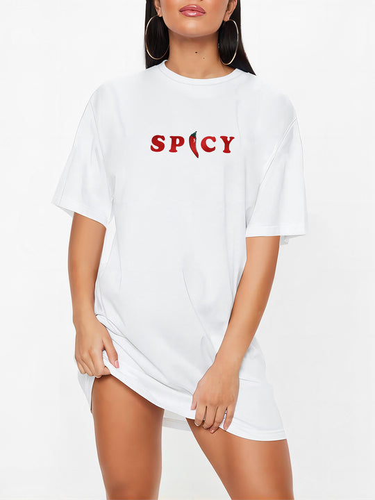 Damen T-Shirt-Kleid mit künstlerischem Blumenmotiv und figurbetontem Schnitt R&B
