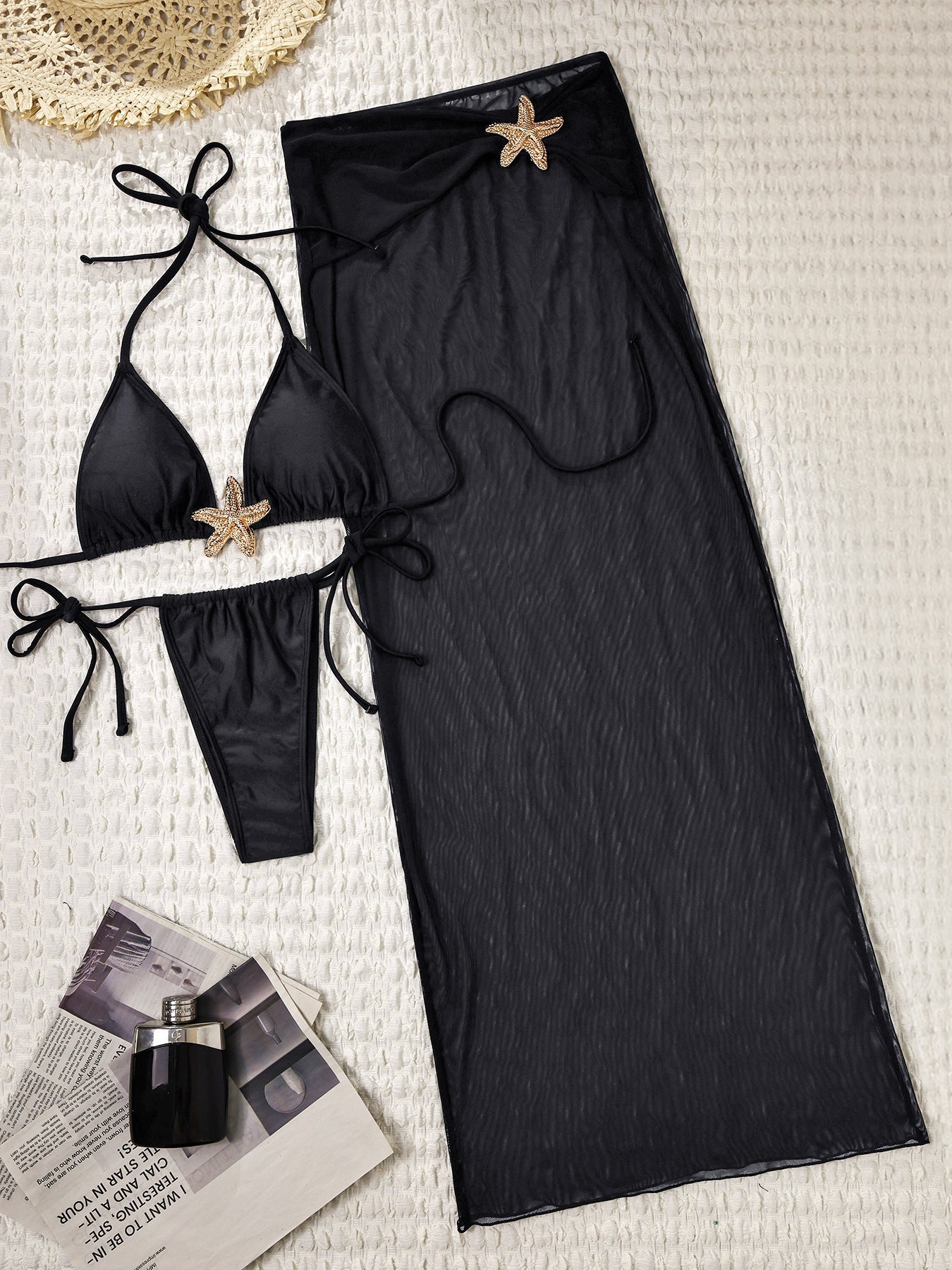 Damen Bikiniset mit transparentem Strandüberwurf