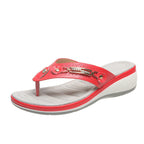 Damen Zehentrenner-Sandalen mit ergonomischem Fußbett und modischen Verzierungen R&B