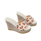 Damen Wedge-Pantoletten mit fruchtigem Muster und rutschfester Sohle R&B