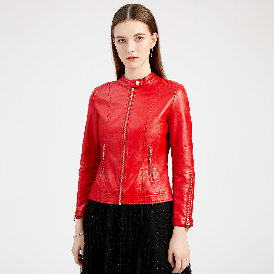 Damen modische Faux jacke mit minimalistischen Akzenten R&B