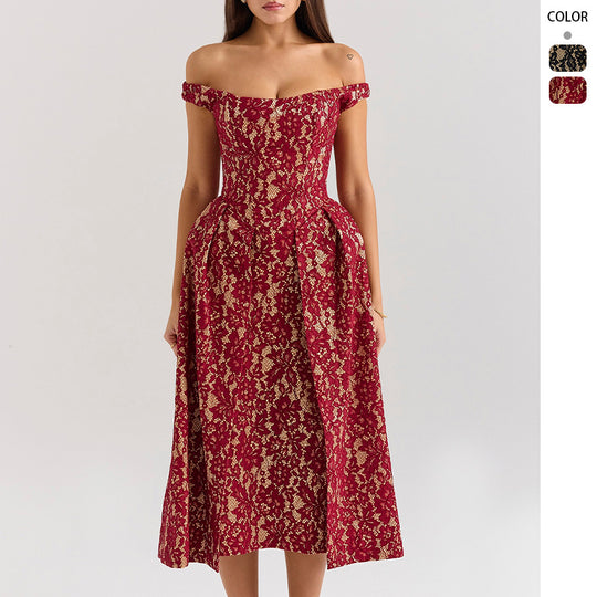 Damen Abendkleid mit raffinierten Spitzenapplikationen und elegantem Schnitt R&B