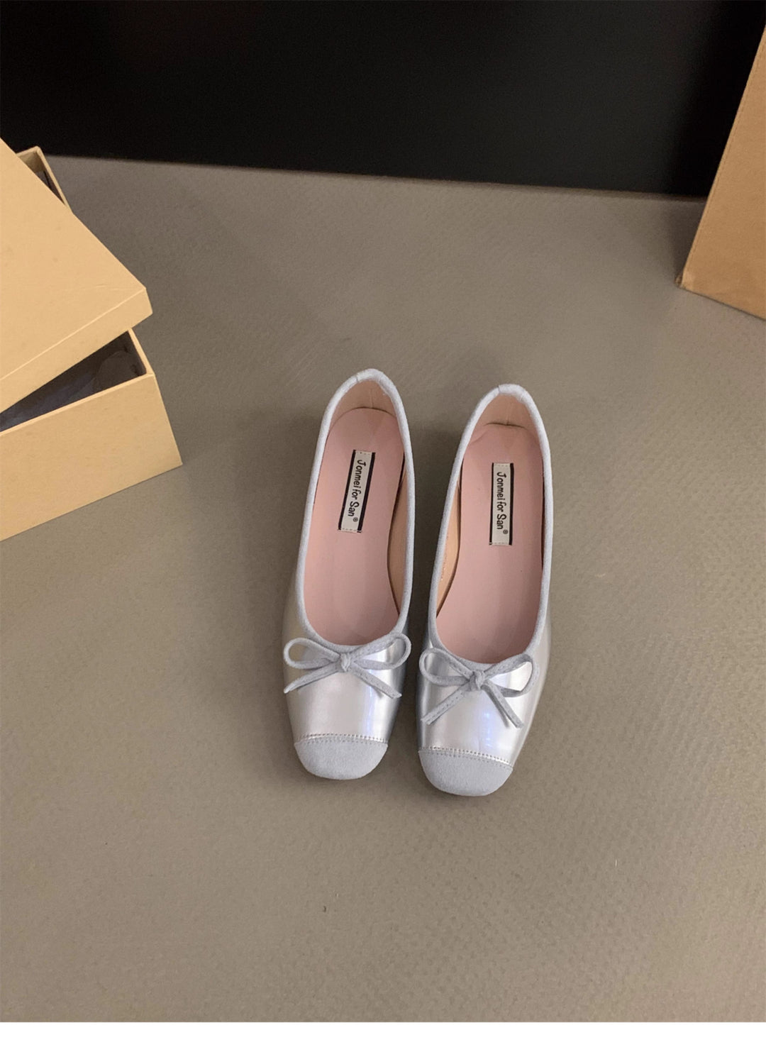 Damen Ballerinas mit eleganten Schleifen und glanzvoller Oberfläche R&B