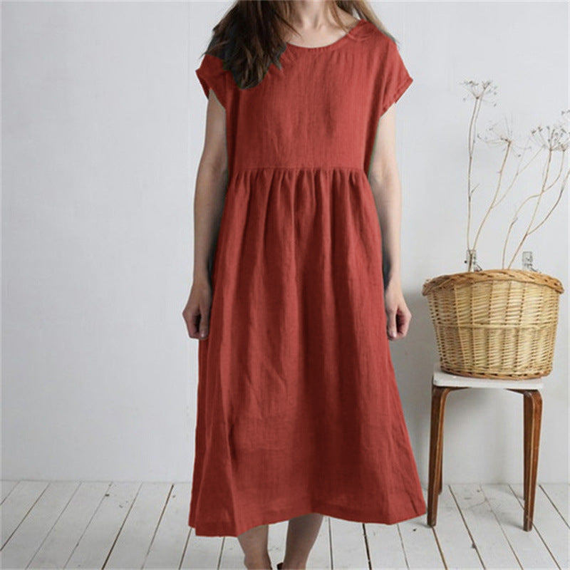 Damen Langmaxikleid aus atmungsaktivem Leinenstoff mit lockerer Passform R&B