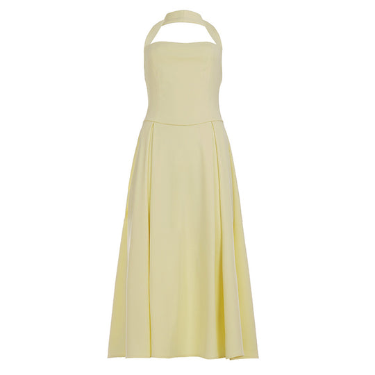 Damen elegantes A-Linien Kleid mit Spaghetti-Trägern und fließendem Saum R&B