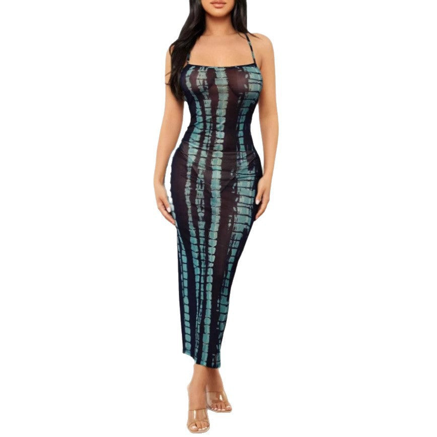 Damen Maxikleid mit elegantem grafischem Muster und schmalem Schnitt R&B