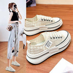 Damen Plattform Sneakers mit modischer Textil-Oberfläche und bequemer Dämpfung R&B