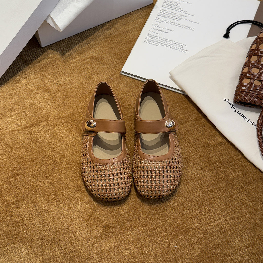 Damen Modische Ballerinas mit dekorativer Schnalle und Netzdesign R&B