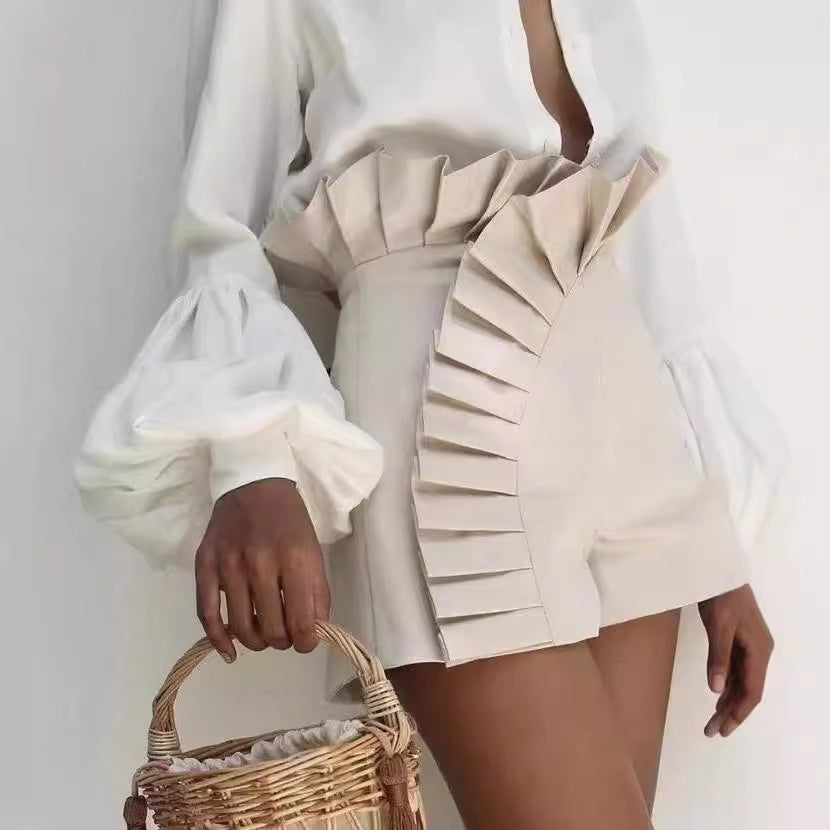 Damen Rüschenshorts mit asymmetrischem Schnitt