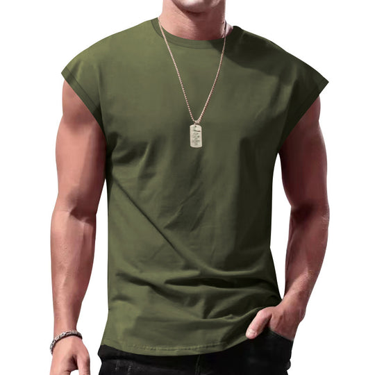 Herren nan lockeres ärmelloses Muskelshirt aus Baumwolljersey mit überschnittener Schulterpartie R&B