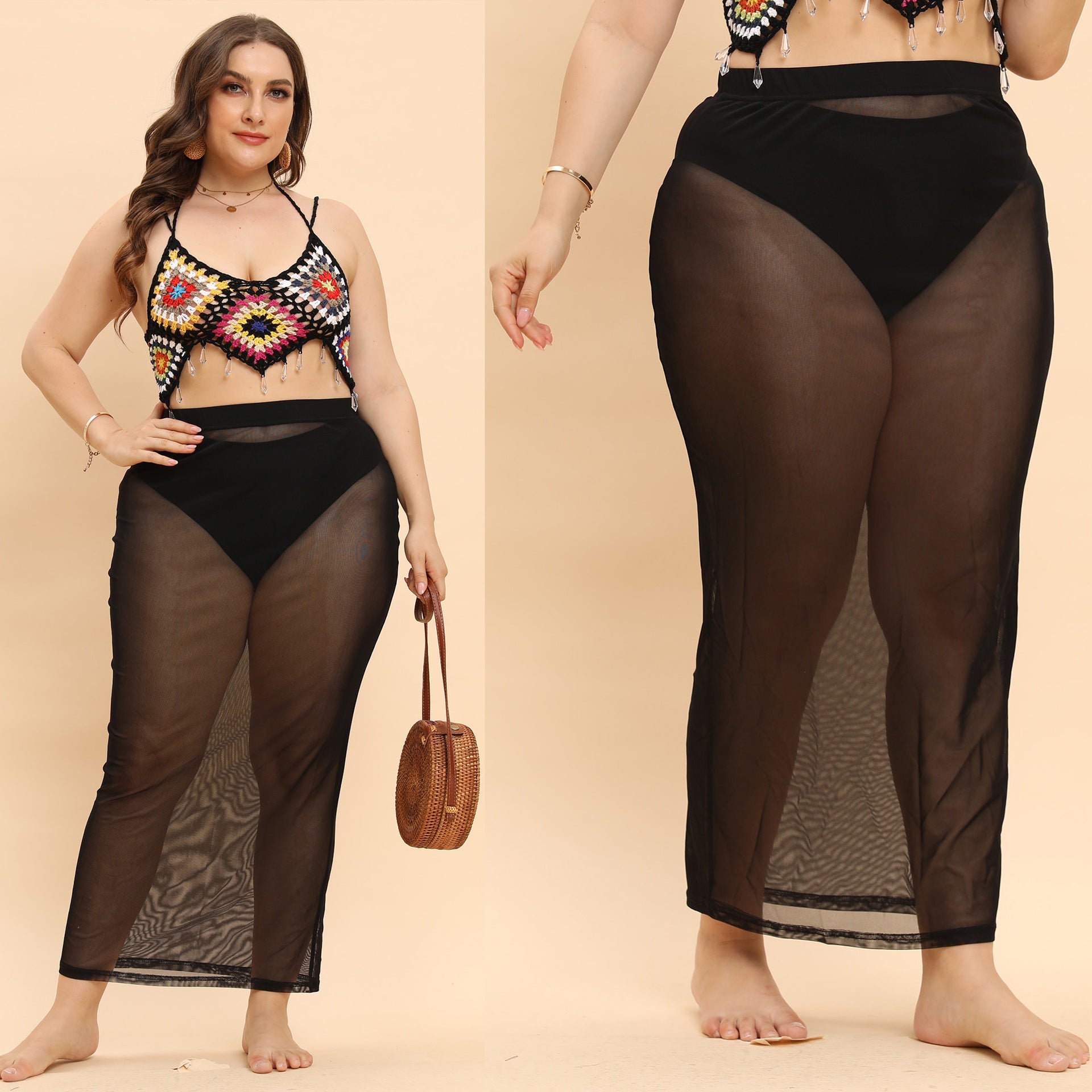 Damen transparente Strandlänge Sarong R&B