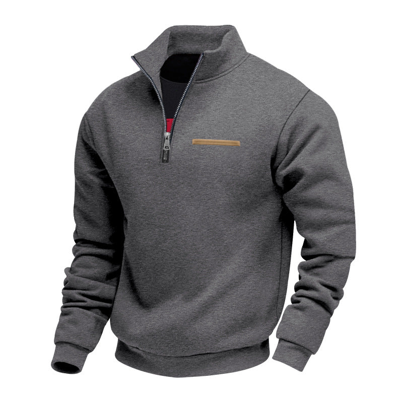 Herren nan komfortabler Halbzip Fleecepullover mit Stehkragen und elastischen Bündchen R&B