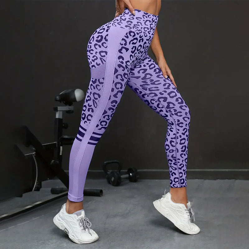 Damen Sportleggings mit Tiermuster und hohem Taillenschnitt R&B