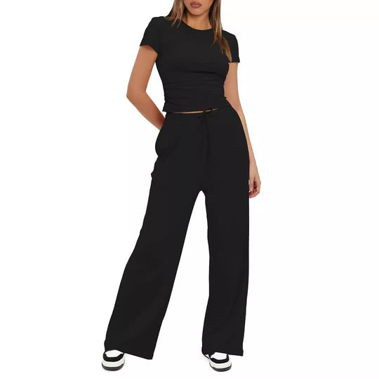 Damen Lässiges Lounge-Set mit weitem Oberteil und bequemen Hosen R&B