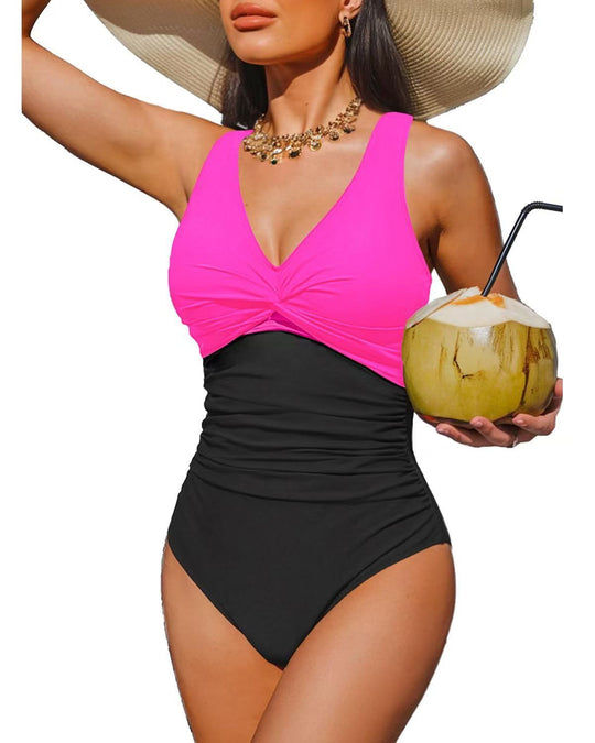 Damen Eleganter Einteiler Badeanzug mit modischem Twist R&B