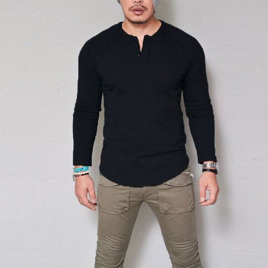 Herren Langarmshirt mit Knopfleiste und bequemem Schnitt R&B