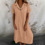 Damen Hemdkleid mit kurzen Ärmeln und eleganter Knopfleiste R&B