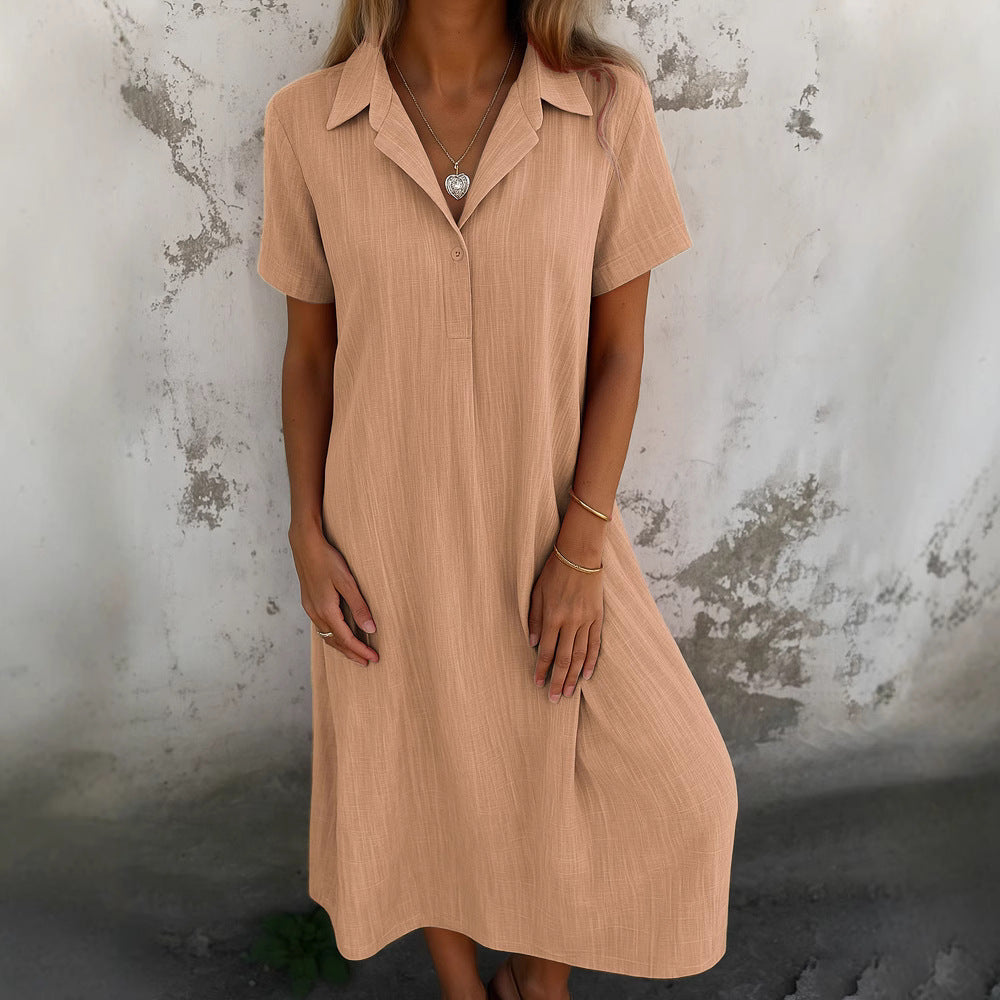 Damen Hemdkleid mit kurzen Ärmeln und eleganter Knopfleiste R&B