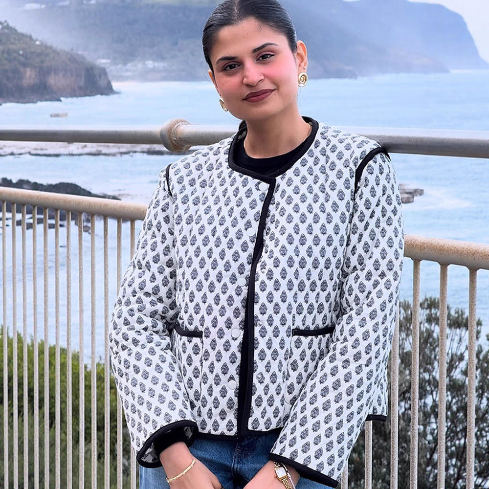 Damen Modische Steppjacke mit kontrastierenden Akzenten R&B