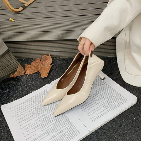 Damen elegante Slingback-Pumps mit spitzem Design und modischem Blockabsatz R&B