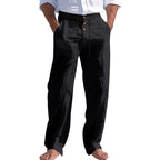 Herren elegante Stoffhose mit verstellbarem Kordelzug und praktischen Taschen R&B