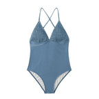 Damen Einteiliger Badeanzug mit elegantem V-Ausschnitt und strukturierter Oberseite R&B